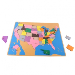 Puzzle carte USA en bois.