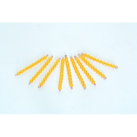 9 barres de 10 perles dorées montées 9 barres de 10 perles dorées montées