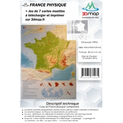 Carte 3D de la France des reliefs PHY
