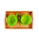 Wooden tray with bowls
