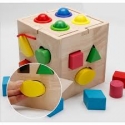 Wooden shape-sorting cubes