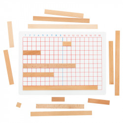Tableau des soustractions Montessori (Coffret, plateau et bâtonnets)