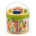 Wooden blocks with shape-sorting lid (60 pieces)