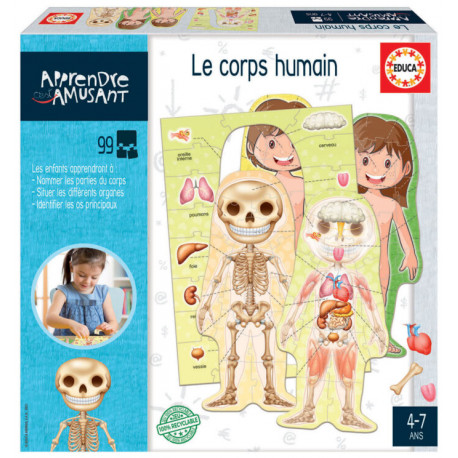 Puzzle corps humain en bois, jouets, ensemble de jeu Montessori