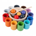 Rainbow wooden balls and container