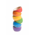 6 bols en bois arc en ciel.