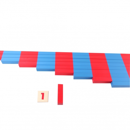 Barre rouges et bleues numérique montessori - matériel en ance