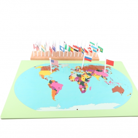 carte mondiale avec drapeaux à placer